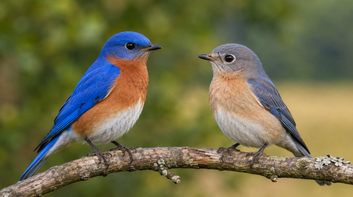 Illustration comparing male and female Eastern Bluebird plumage